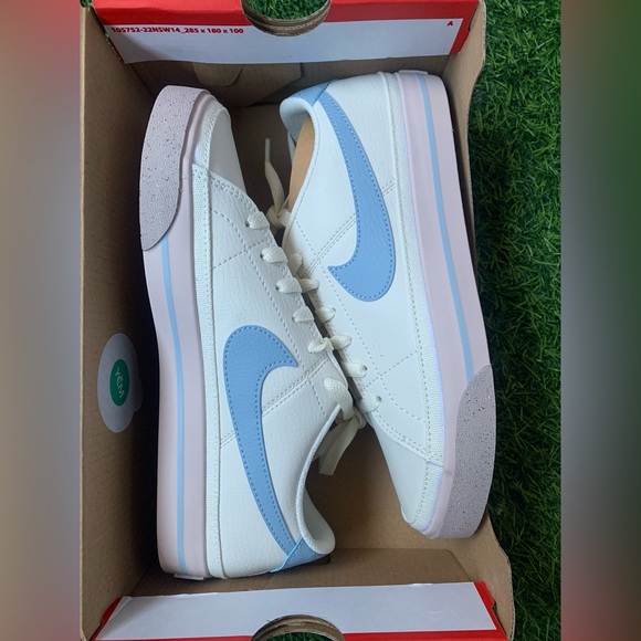 Nike Shoes - Nike Women's White Sneakers with Light Blue Swoosh and Pink Accents